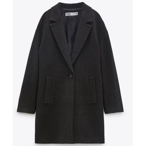 Wool blend plaid coat